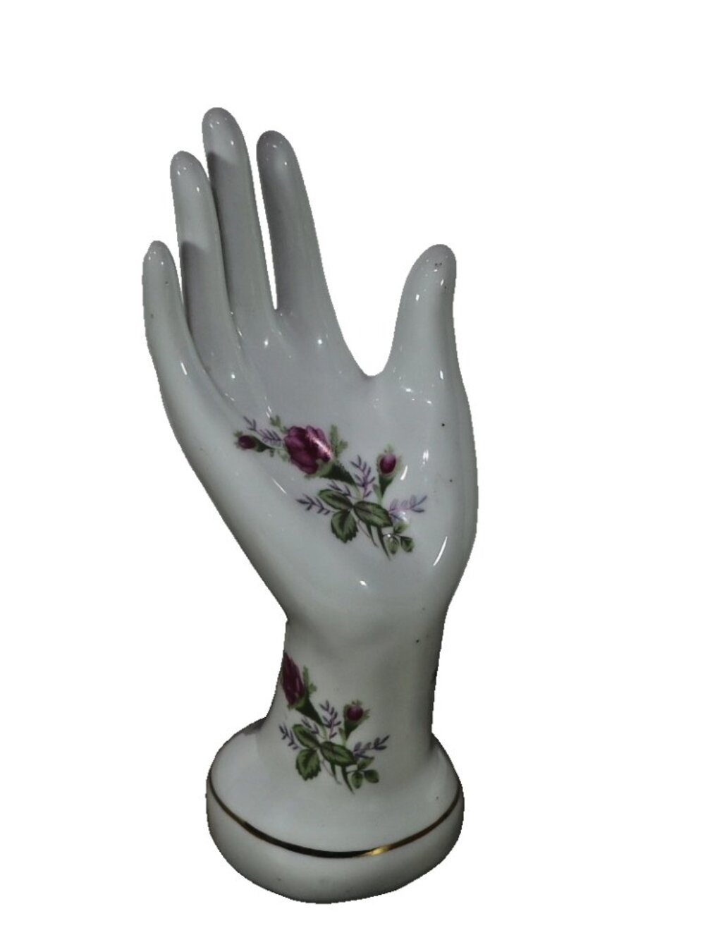 Vintage Porcelain Lady's Hand Figurine with Hand Painted Floral Designs